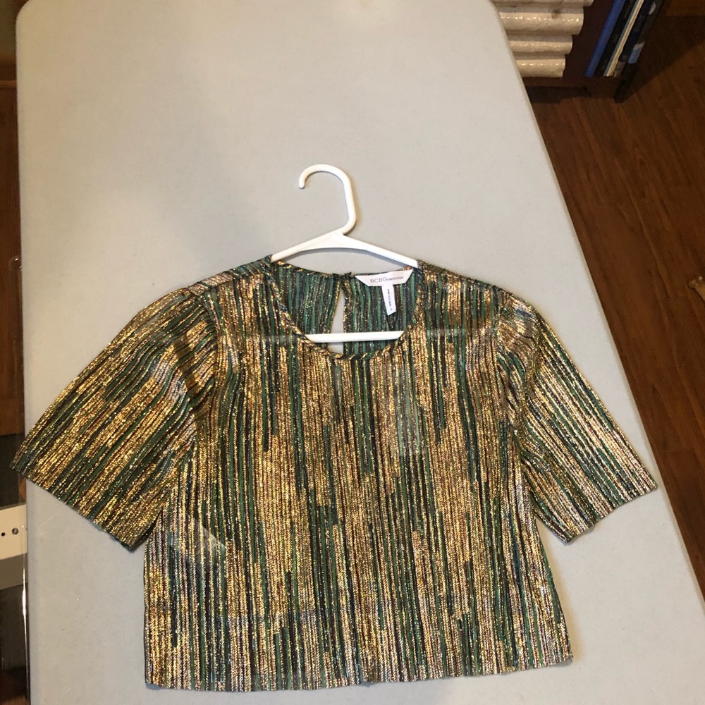 BCBGeneration Gold and Green Top